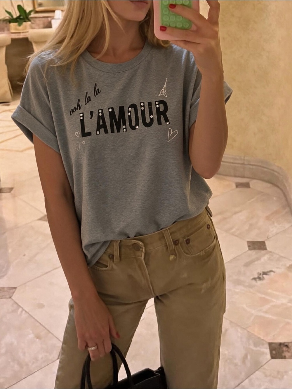 OnTwelfth "L'Amour" Grey Graphic Tee